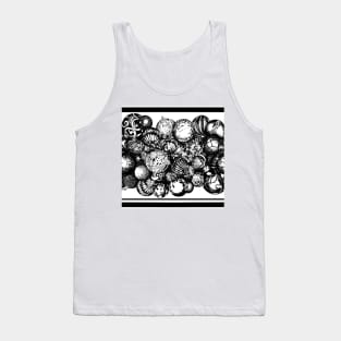 Rows of Christmas Ornaments Black & White Tank Top